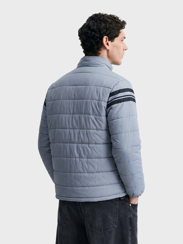 Men's Grey Slim Fit Colourblocked Casual Jacket