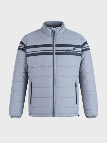 Men's Grey Slim Fit Colourblocked Casual Jacket