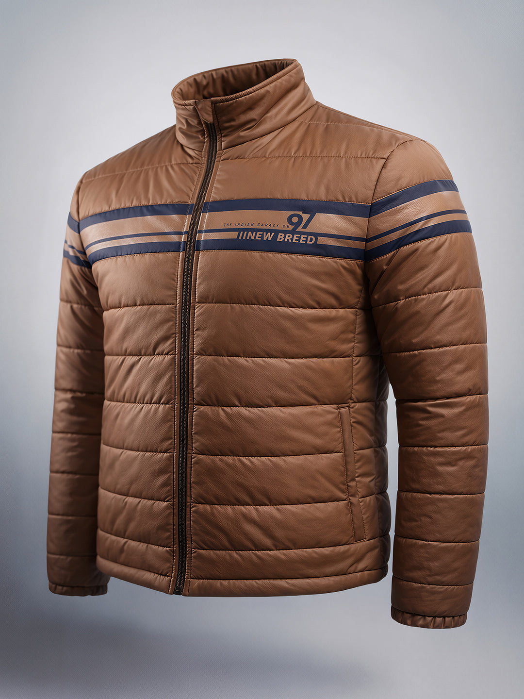 Men's Rust Orange Slim Fit Printed Casual Jackets(Syn)