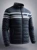 Men's Navy Blue Slim Fit Colourblocked Casual Winter Jacket