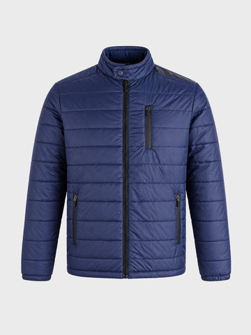 Men's Navy Blue Slim Fit Solid Casual Jacket