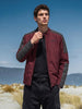 Men's Maroon Slim Fit Solid Casual Jacket