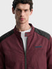 Men's Maroon Slim Fit Solid Casual Jacket