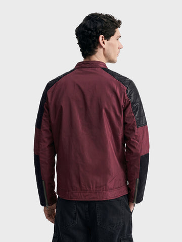 Men's Maroon Slim Fit Solid Casual Jacket