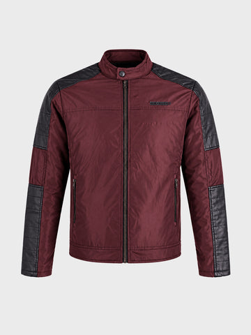 Men's Maroon Slim Fit Solid Casual Jacket