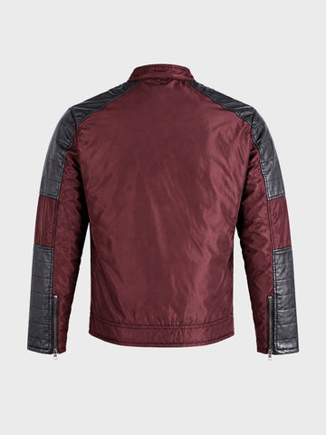 Men's Maroon Slim Fit Solid Casual Jacket