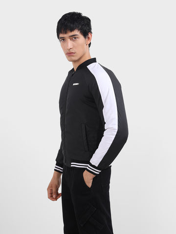 Men's Black Slim Fit Printed Casual Jackets