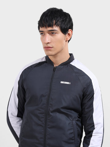 Men's Dark Navy Slim Fit Printed Casual Jackets