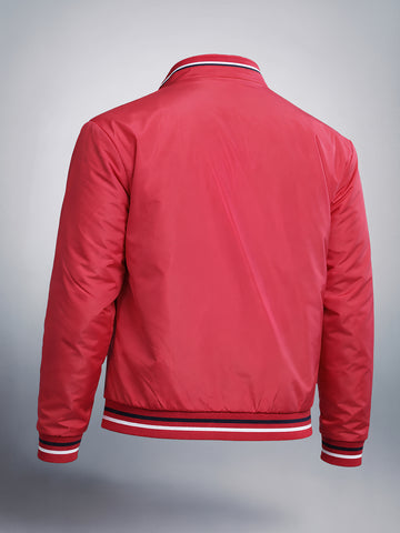 Men's Red Slim Fit Solid Casual Jackets