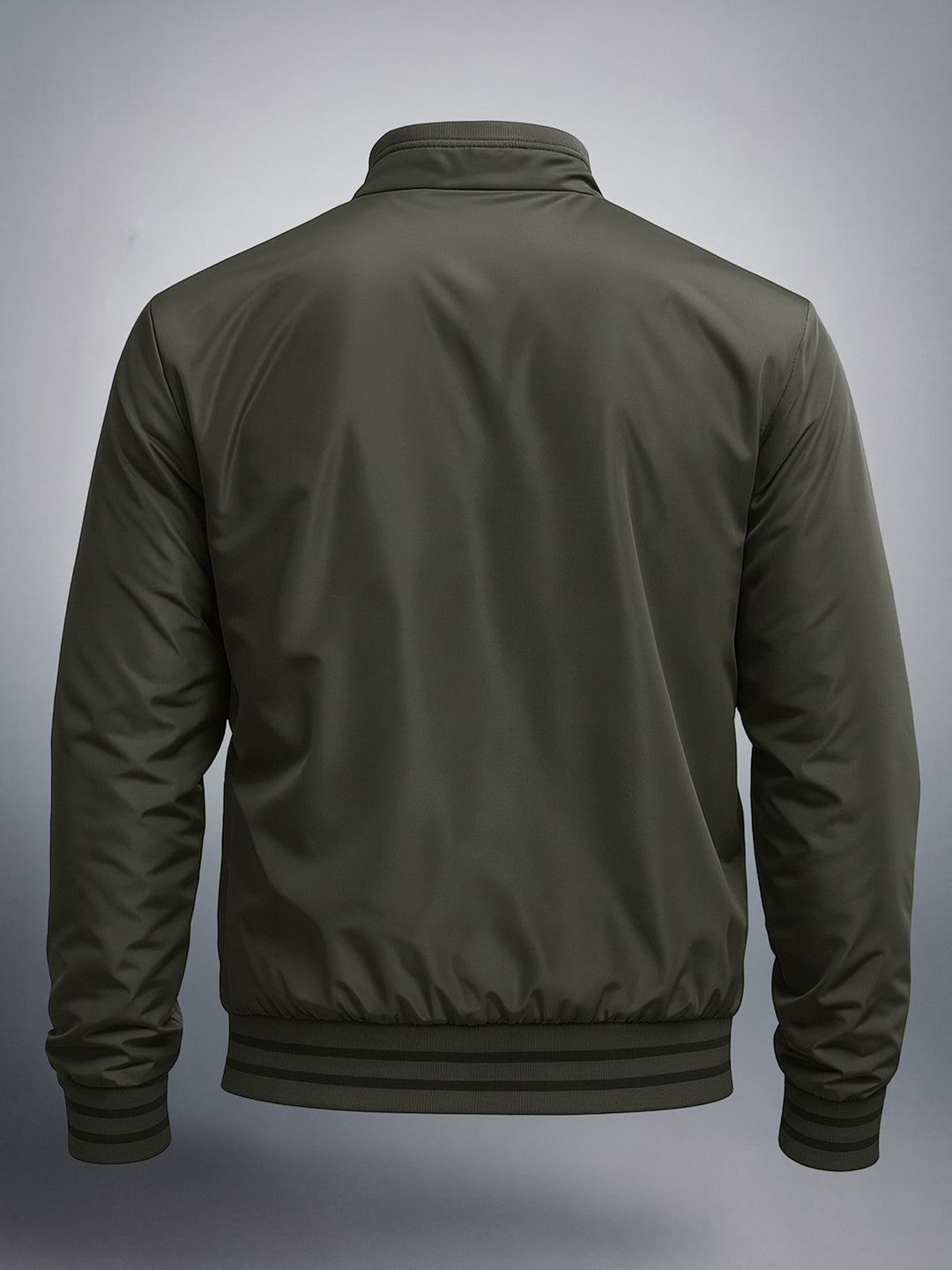 Men's Olive Slim Fit Solid Casual Winter Jacket