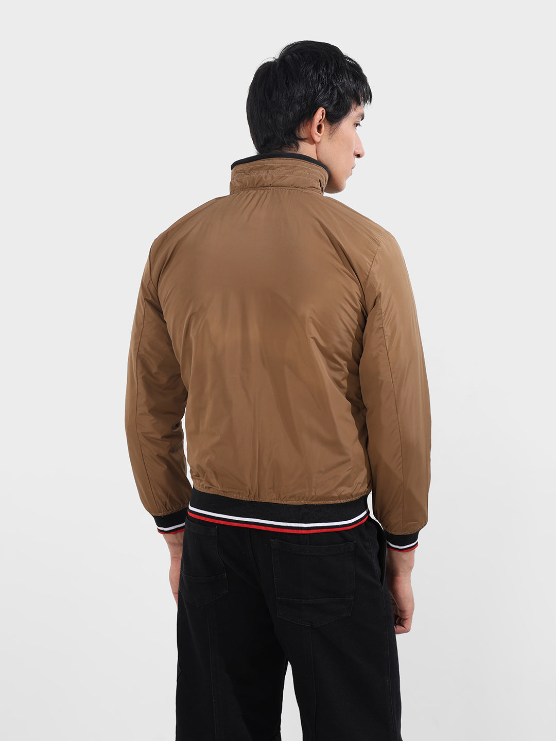 Men's Camel Slim Fit Printed Casual Jackets