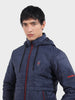 Men's Navy Blue Slim Fit Solid Casual Winter Jacket