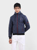 Men's Navy Blue Slim Fit Solid Casual Winter Jacket