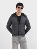 Men's Grey Slim Fit Solid Casual Winter Jacket