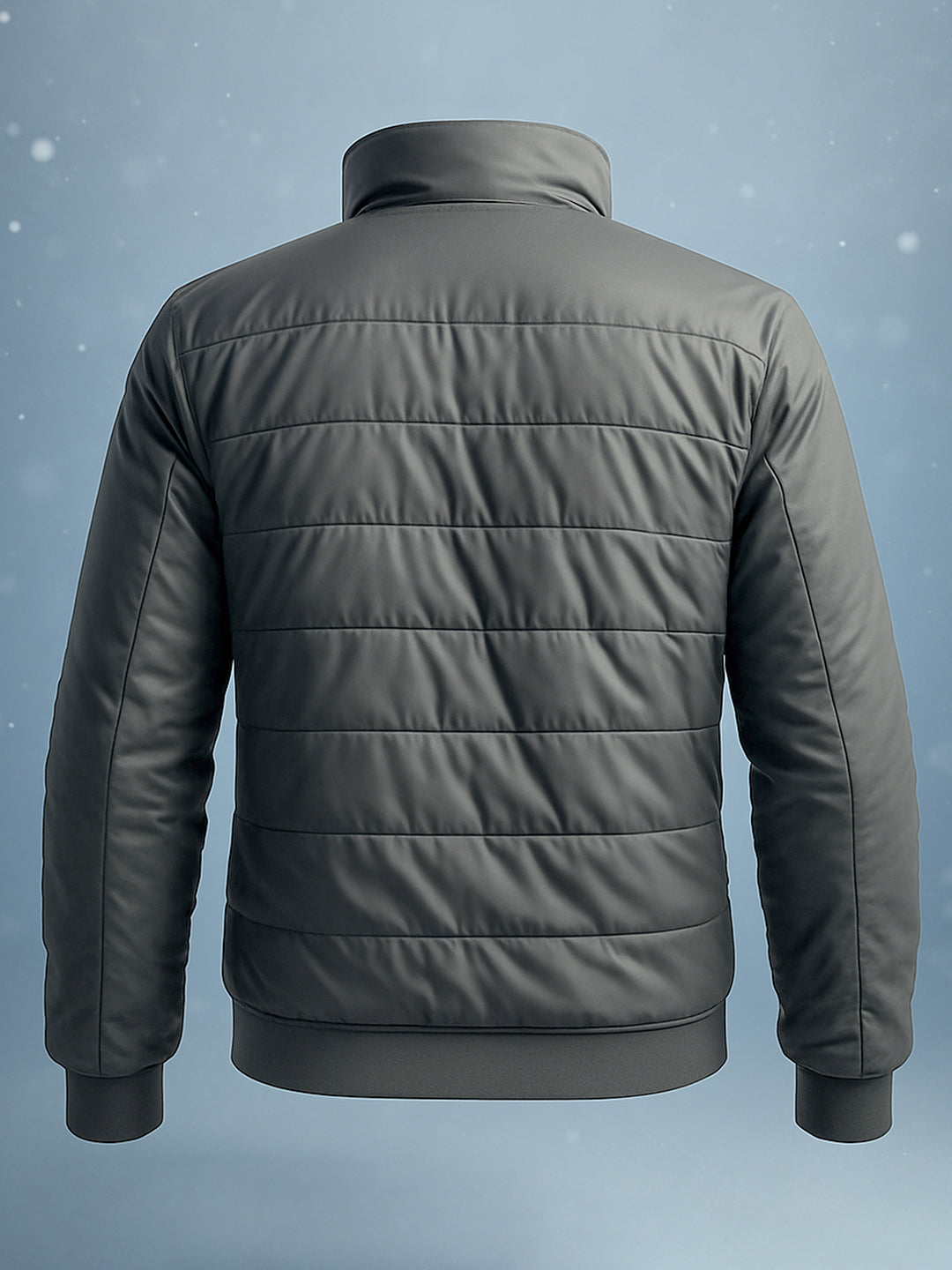 Men's Grey Slim Fit Solid Casual Winter Jacket