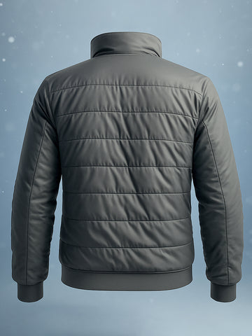 Men's Grey Slim Fit Solid Casual Winter Jacket