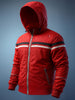 Men's Red Slim Fit Printed Casual Winter Jacket