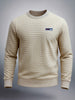 Men's Beige Regular Fit Striped Casual Sweat Shirt