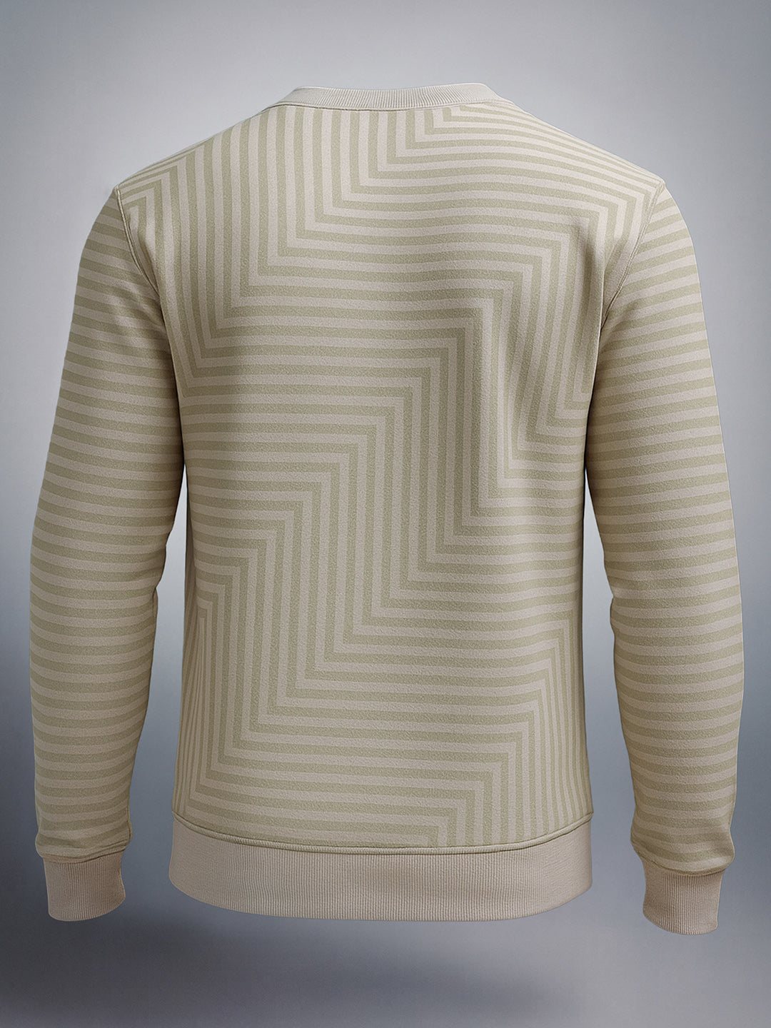 Men's Beige Regular Fit Striped Casual Sweat Shirt