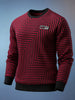 Men's Blood Red Regular Fit Striped Casual Sweat Shirt