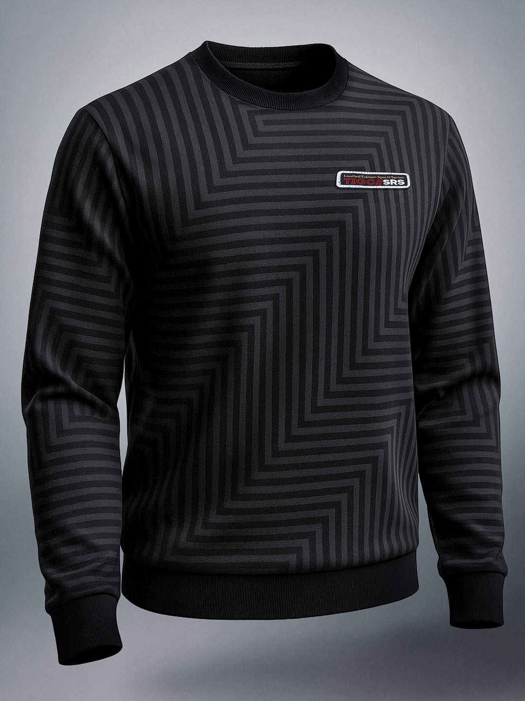 Men's Dark Grey Regular Fit Solid Casual Sweat Shirt