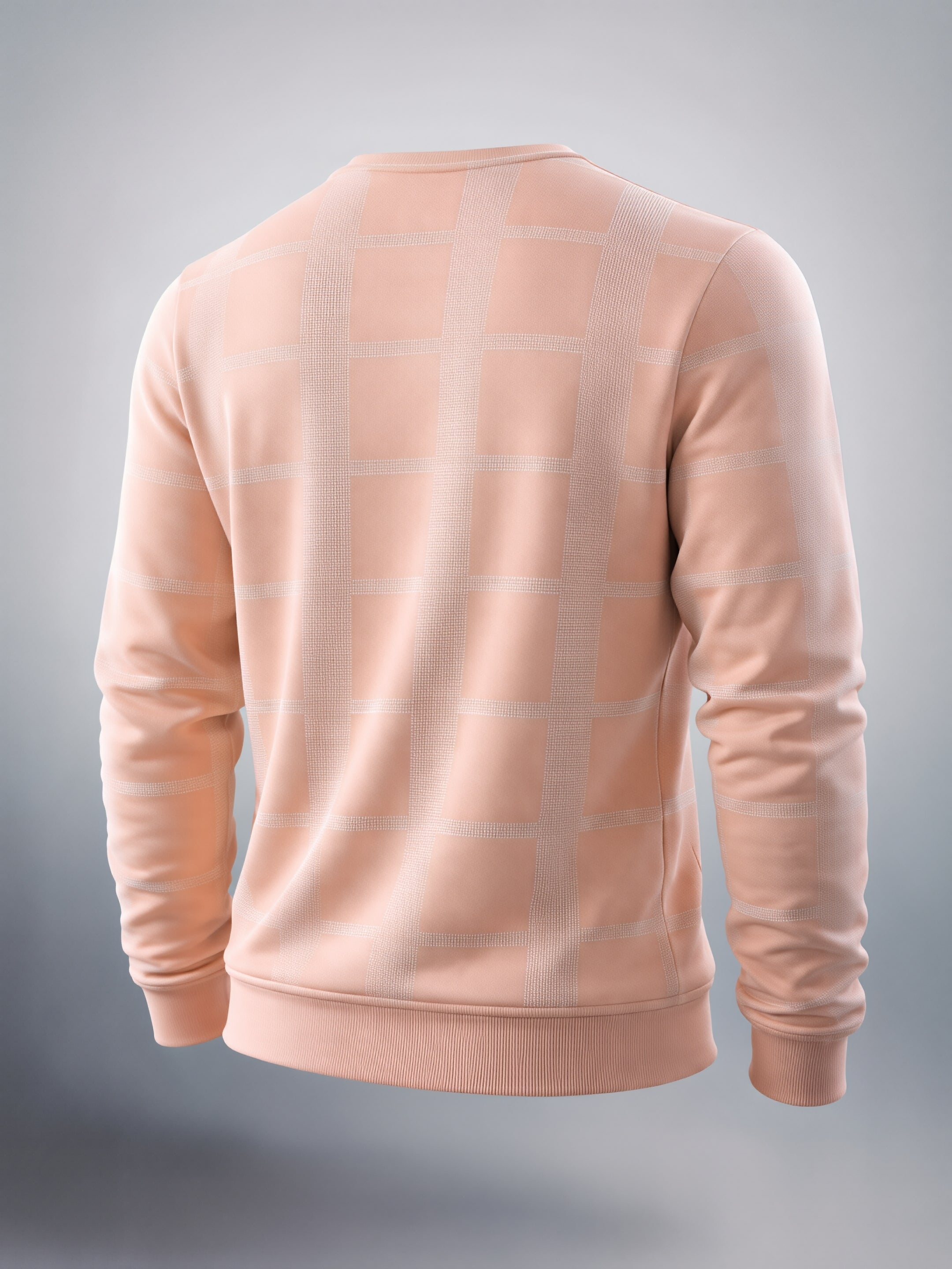 Men's Pink Regular Fit Checkered Casual Sweat Shirt