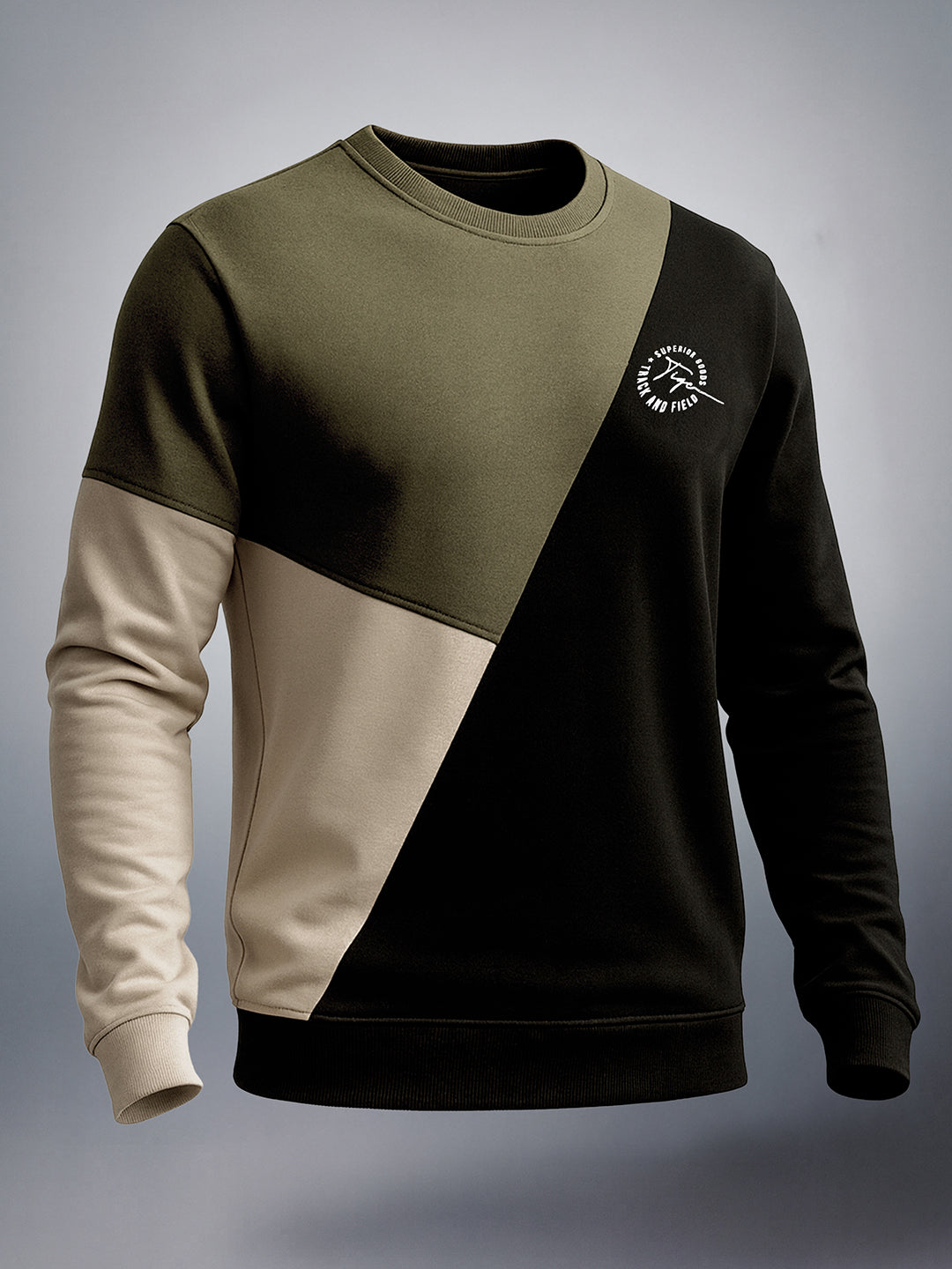 Men's Black Regular Fit Colourblocked Casual Sweatshirt