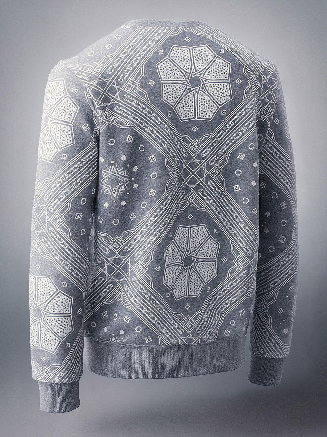 Men's Anthra Melange Regular Fit Printed Casual Sweat Shirt