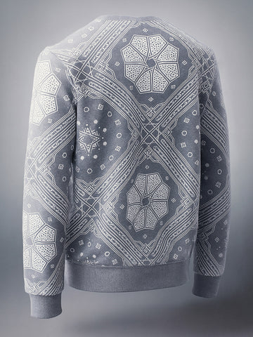 Men's Anthra Melange Regular Fit Printed Casual Sweat Shirt