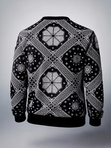 Men's Black Regular Fit Printed Casual Sweat Shirt