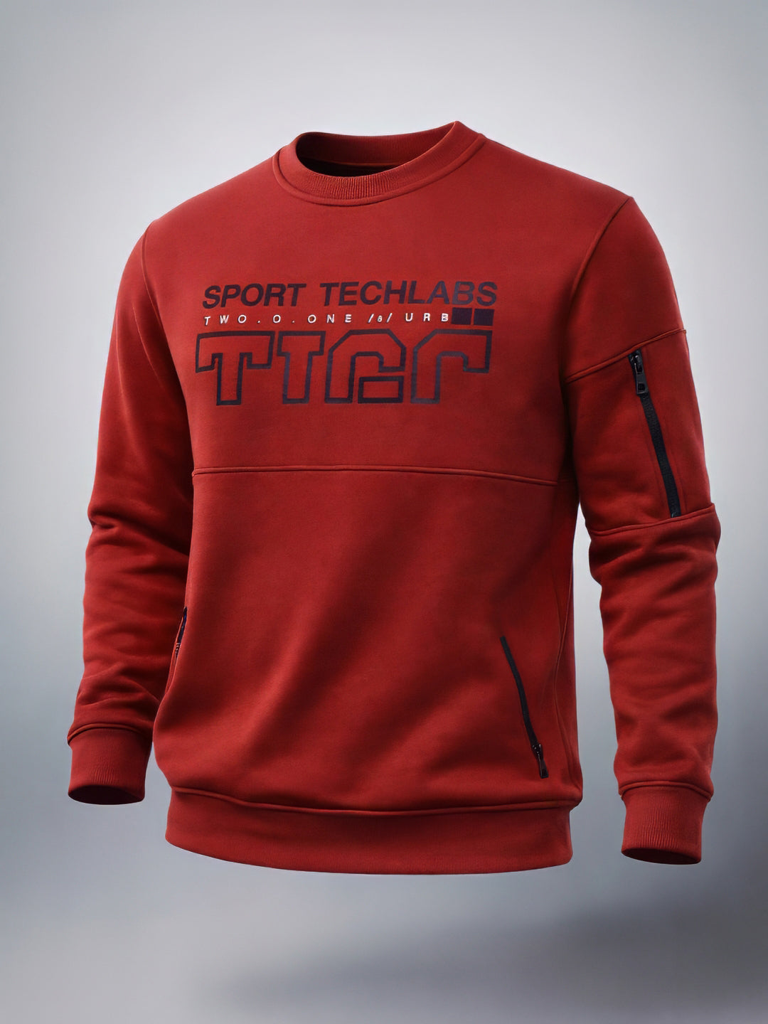 Men's Blood Red Regular Fit Printed Casual Sweat Shirt