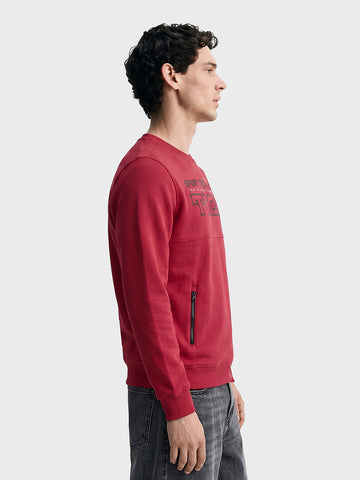 Men's Red Regular Fit Printed Casual Sweatshirts