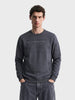 Men's Dark Grey Regular Fit Printed Casual Sweatshirts
