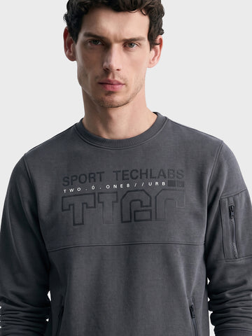 Men's Dark Grey Regular Fit Printed Casual Sweatshirts