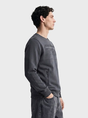 Men's Dark Grey Regular Fit Printed Casual Sweatshirts