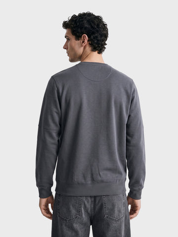 Men's Dark Grey Regular Fit Printed Casual Sweatshirts