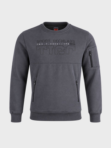 Men's Dark Grey Regular Fit Printed Casual Sweatshirts