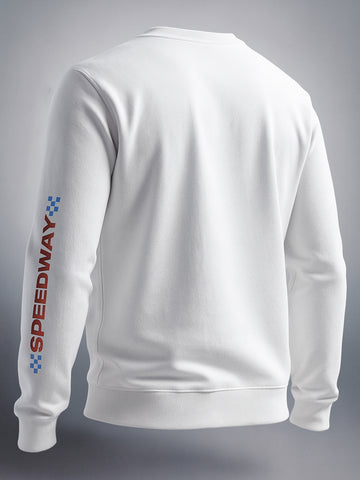 Men's White Regular Fit Printed Casual Sweat Shirt