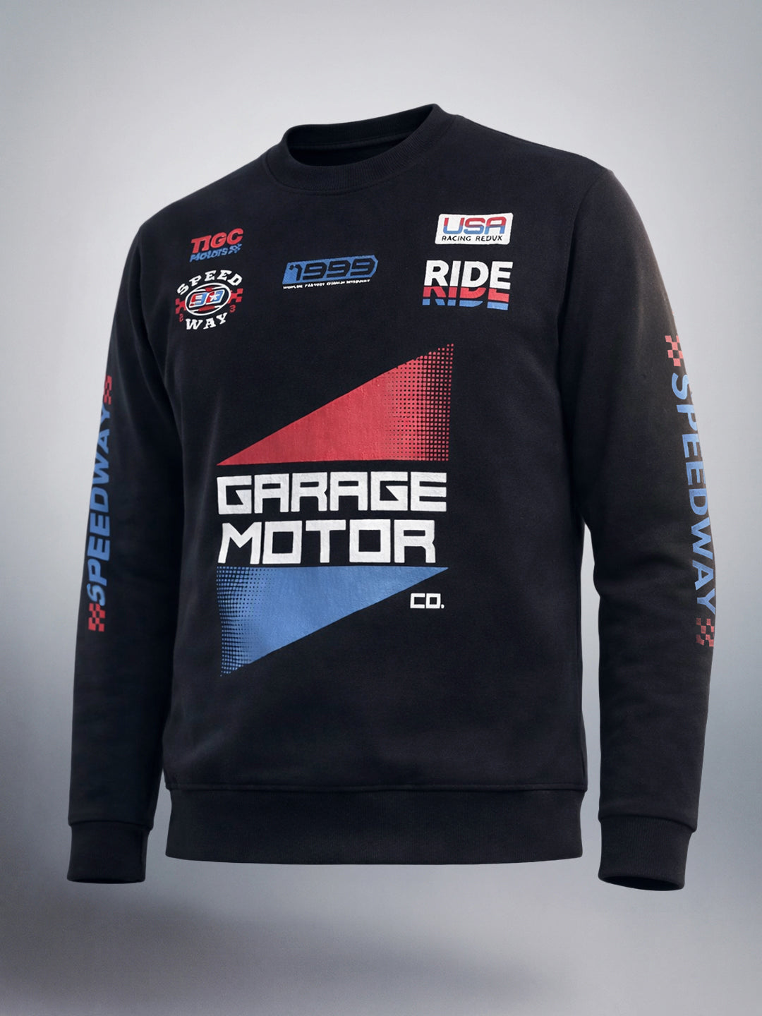 Men's Black Regular Fit Printed Casual Sweat Shirt