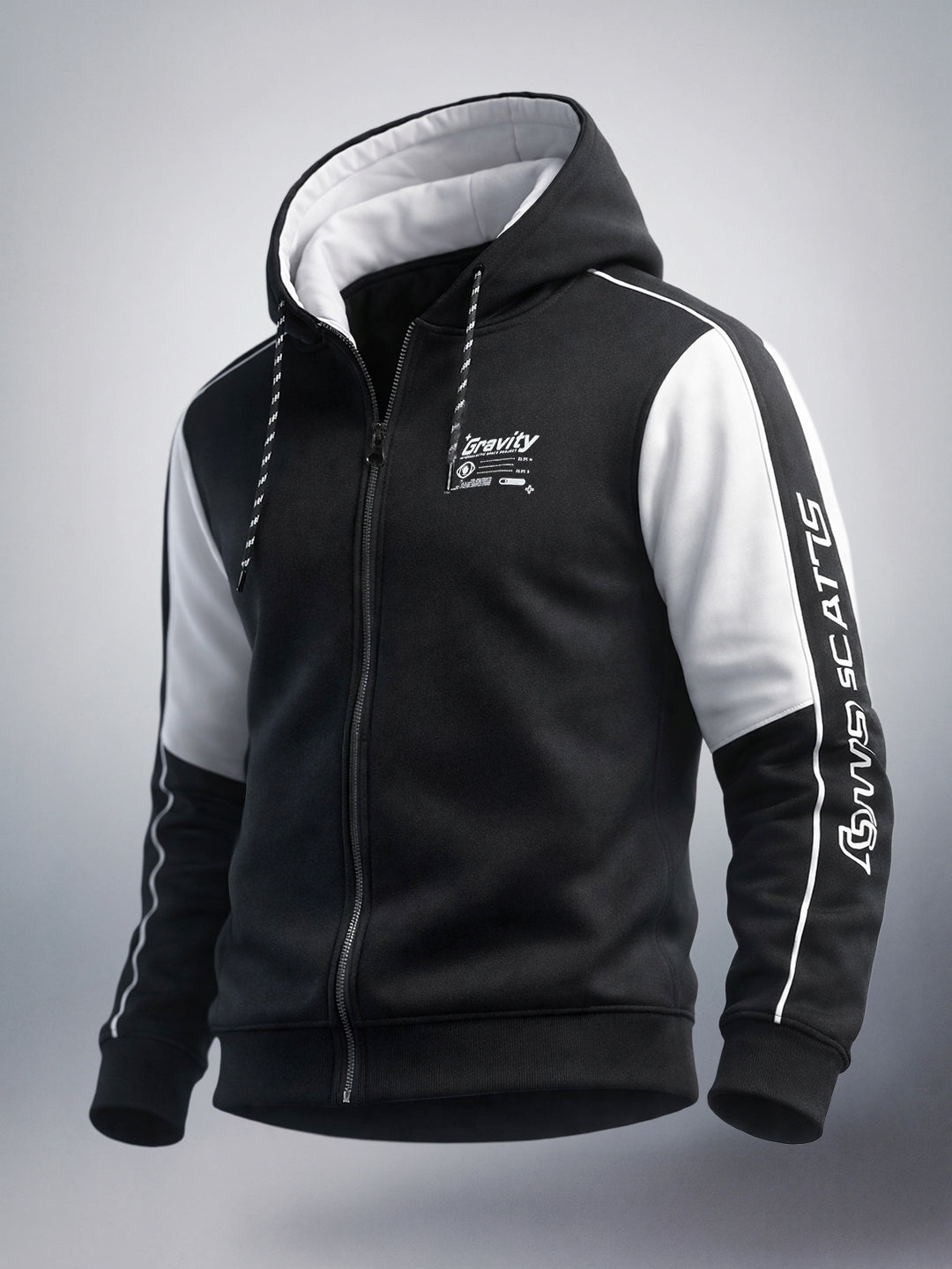 Men's Black Regular Fit Colourblocked Casual Sweat Shirt