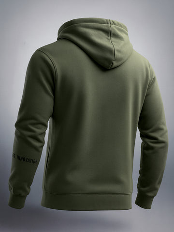 Men's Olive Regular Fit Printed Casual Sweat Shirt