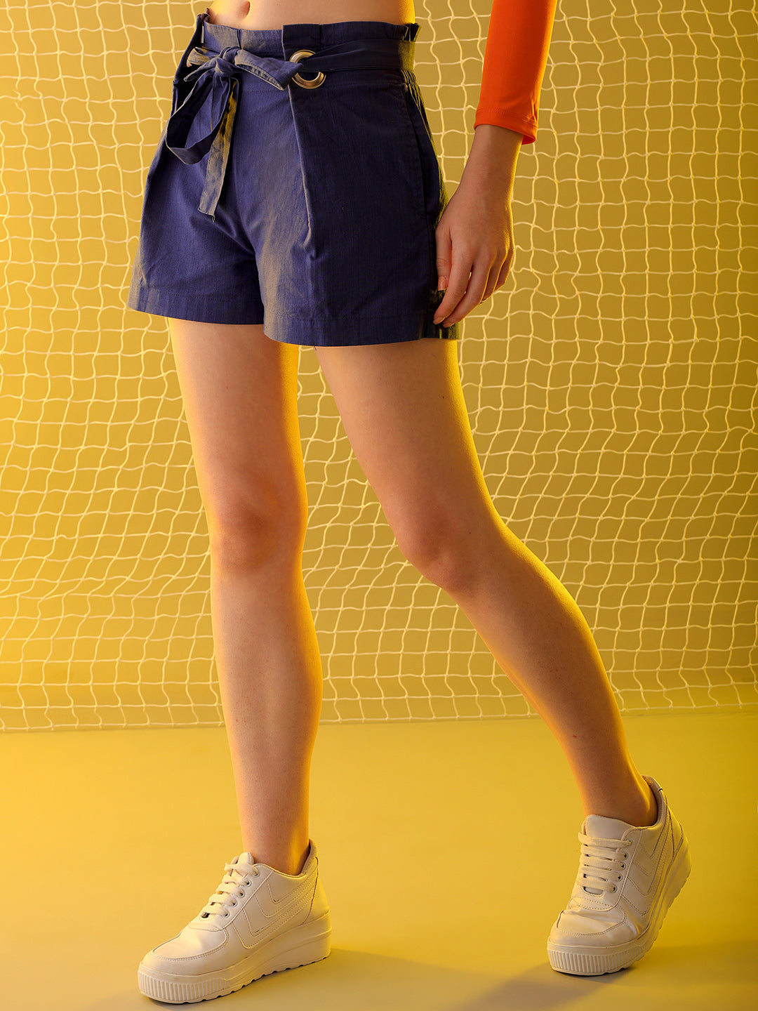 Shop Women Linen Pleated Shorts Online.