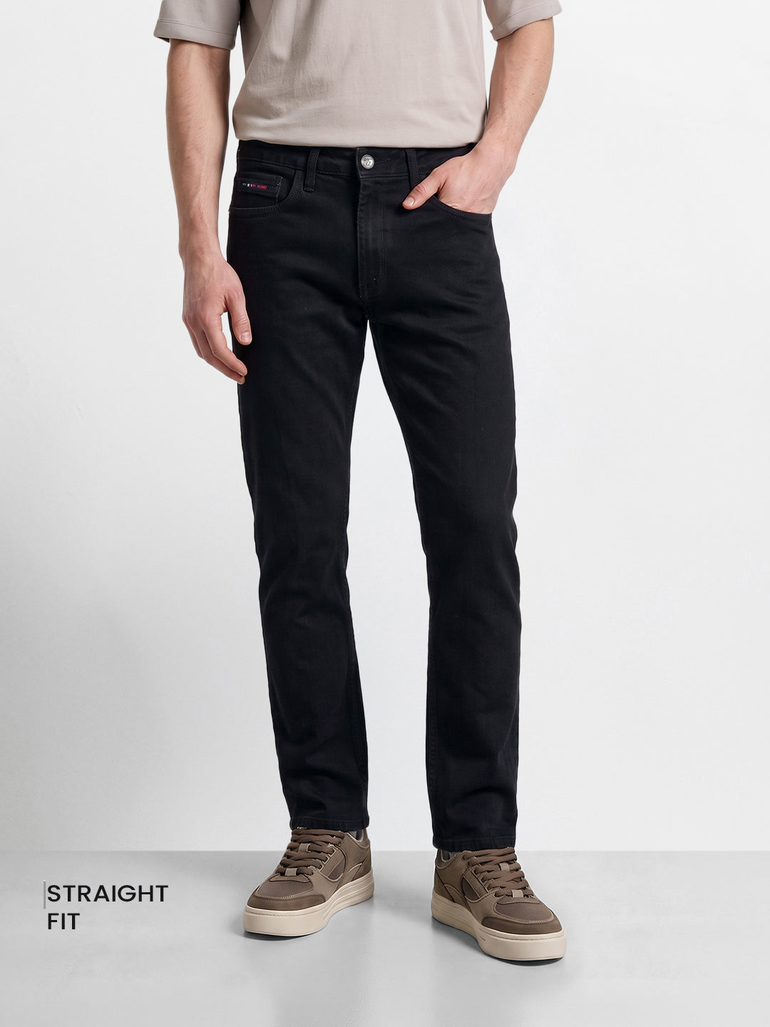 Men's Black Slim Fit Solid Casual Jeans