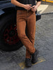 Men's Brown Slim Straight Fit Solid Street Jeans