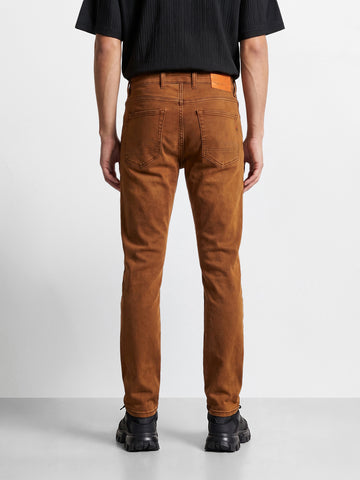 Men's Brown Slim Straight Fit Solid Street Jeans