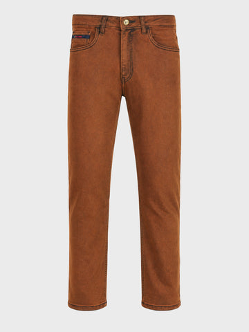 Men's Brown Slim Straight Fit Solid Street Jeans