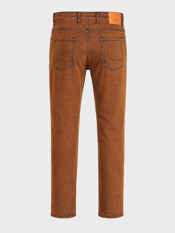 Men's Brown Slim Straight Fit Solid Street Jeans