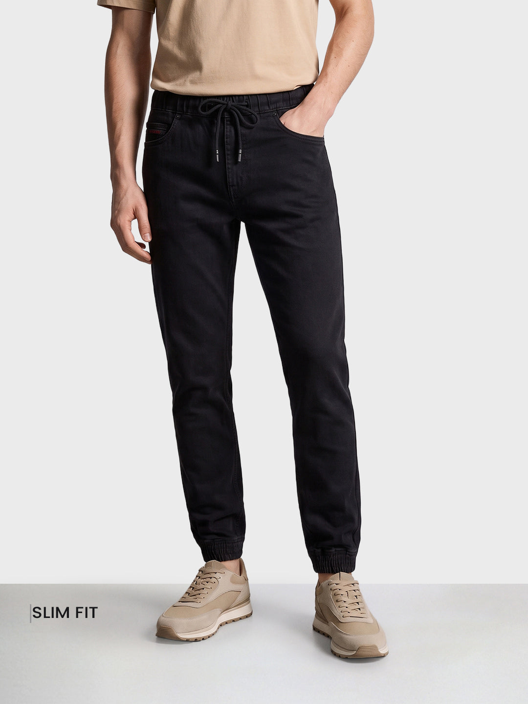 Men's Black Slim Fit Solid Casual Jeans