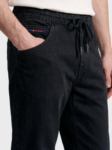 Men's Black Slim Fit Solid Street Wear Jeans