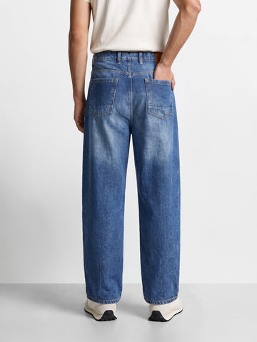 Men's Blue Skater Fit Solid Street Wear Jeans